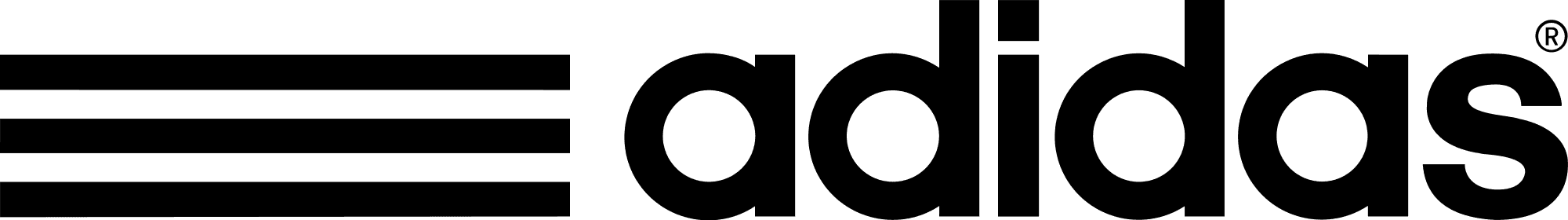 The image features a modern, minimalist logo design of the brand "adidas" with three horizontal black stripes on the left side, representing its iconic and globally recognized symbol.